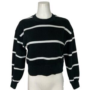 Lululemon Perfectly Oversized Cropped Crew Sweatshirt 0 Boundless Stripe Black